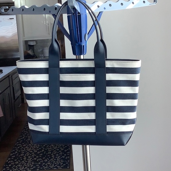 michael kors blue and white striped bag